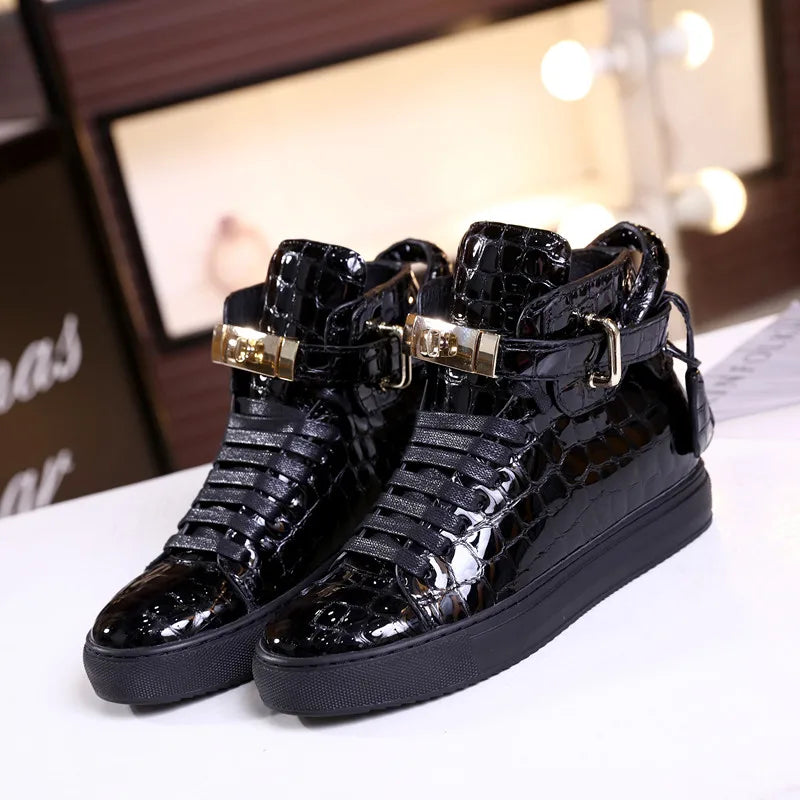 High Top Sneakers for Men Red and Black Leather Edition